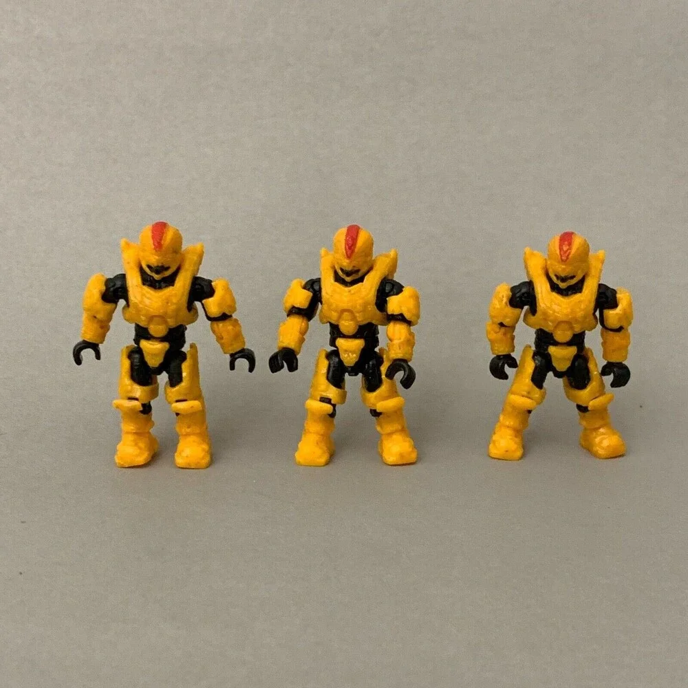Mega Blok Bloks Halo Spartan Figures Yellow Black Red Lot of 3